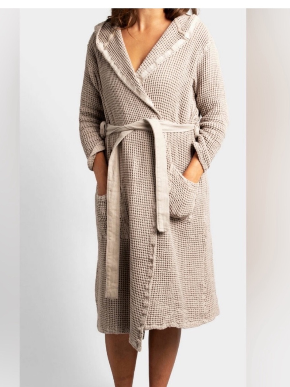 CASAMERA Cozy Beige Waffle Knit Robe M/L Unisex